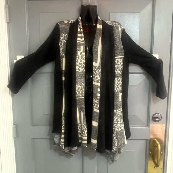 Ali Miles Open Front Reversible Cardigan Floral & Animal Print Oversized Sz S - Picture 1 of 10